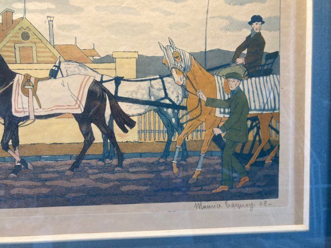 Maurice Taquoy. Chevaux à l entraînement.
