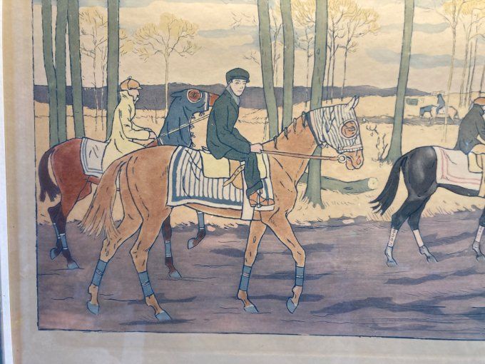 Maurice Taquoy. Chevaux à l entraînement
