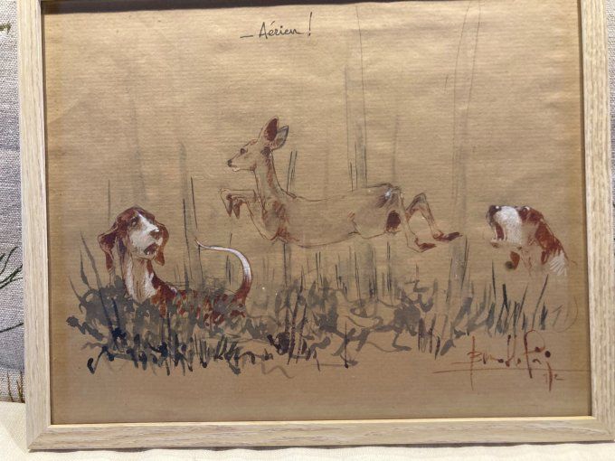 « Aérien » dessin à la gouache, aquarelle et craie
