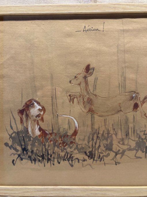 « Aérien » dessin à la gouache, aquarelle et craie