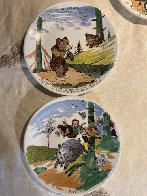 5 assiettes parlantes Benjamin Rabier. Sarreguemines