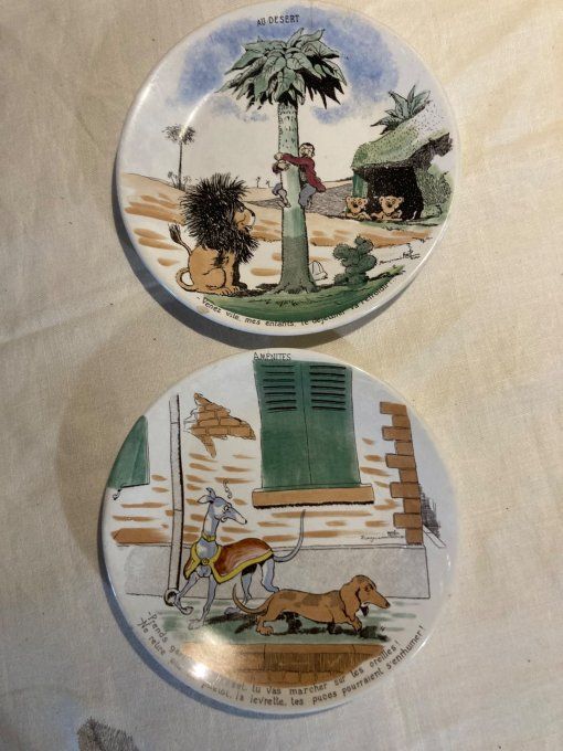 5 assiettes parlantes Benjamin Rabier. Sarreguemines