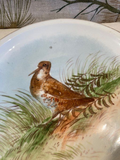 2 assiettes à décor de perdrix 