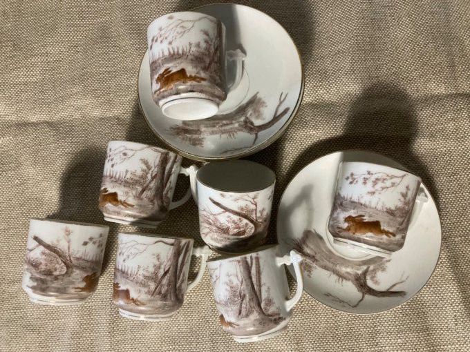 Tasses à café en porcelaine à décor de lièvre
