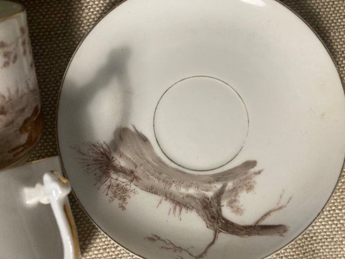 Tasses à café en porcelaine à décor de lièvre