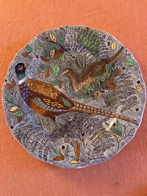 6 assiettes Gien Rambouillet, bécasse, faisans, perdrix, canard et lièvre