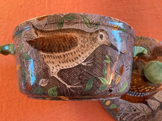 Gien modèle Rambouillet, le légumier à décor de Bécasse et faisan 