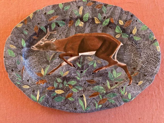 Gien modèle Rambouillet, plat oval chevreuil