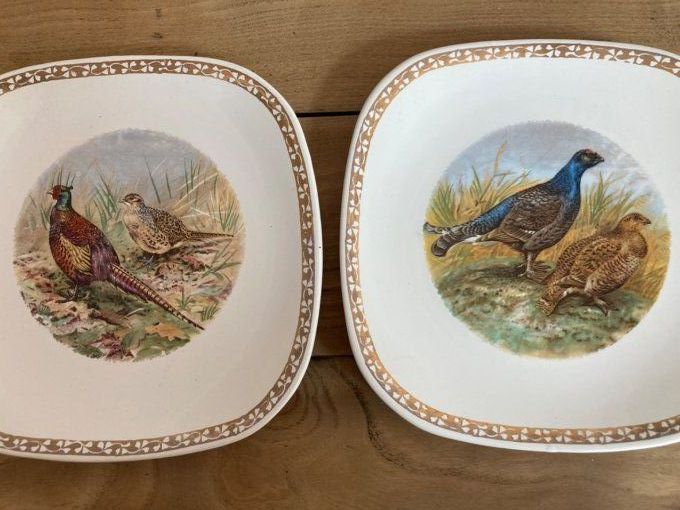 6 assiettes de gibier à oiseaux Longchamp.