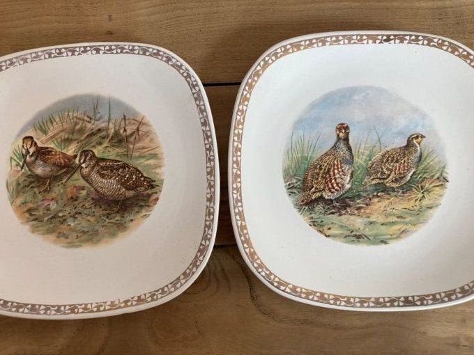 6 assiettes de gibier à oiseaux Longchamp.