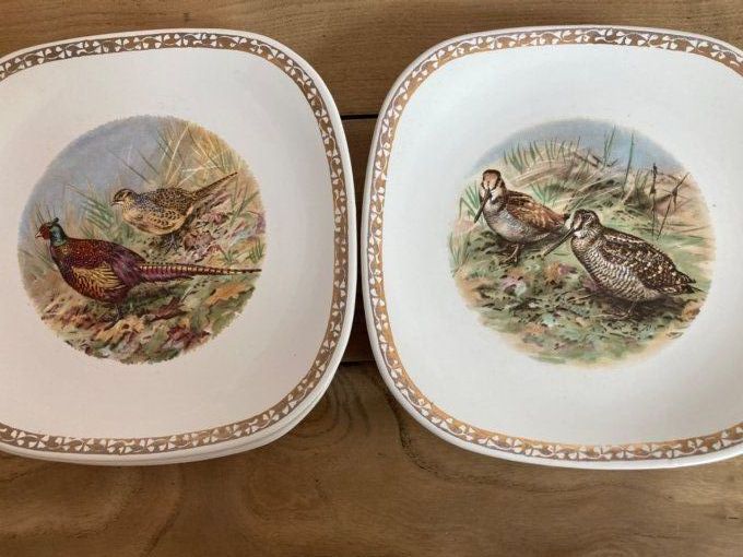 6 assiettes de gibier à oiseaux Longchamp.
